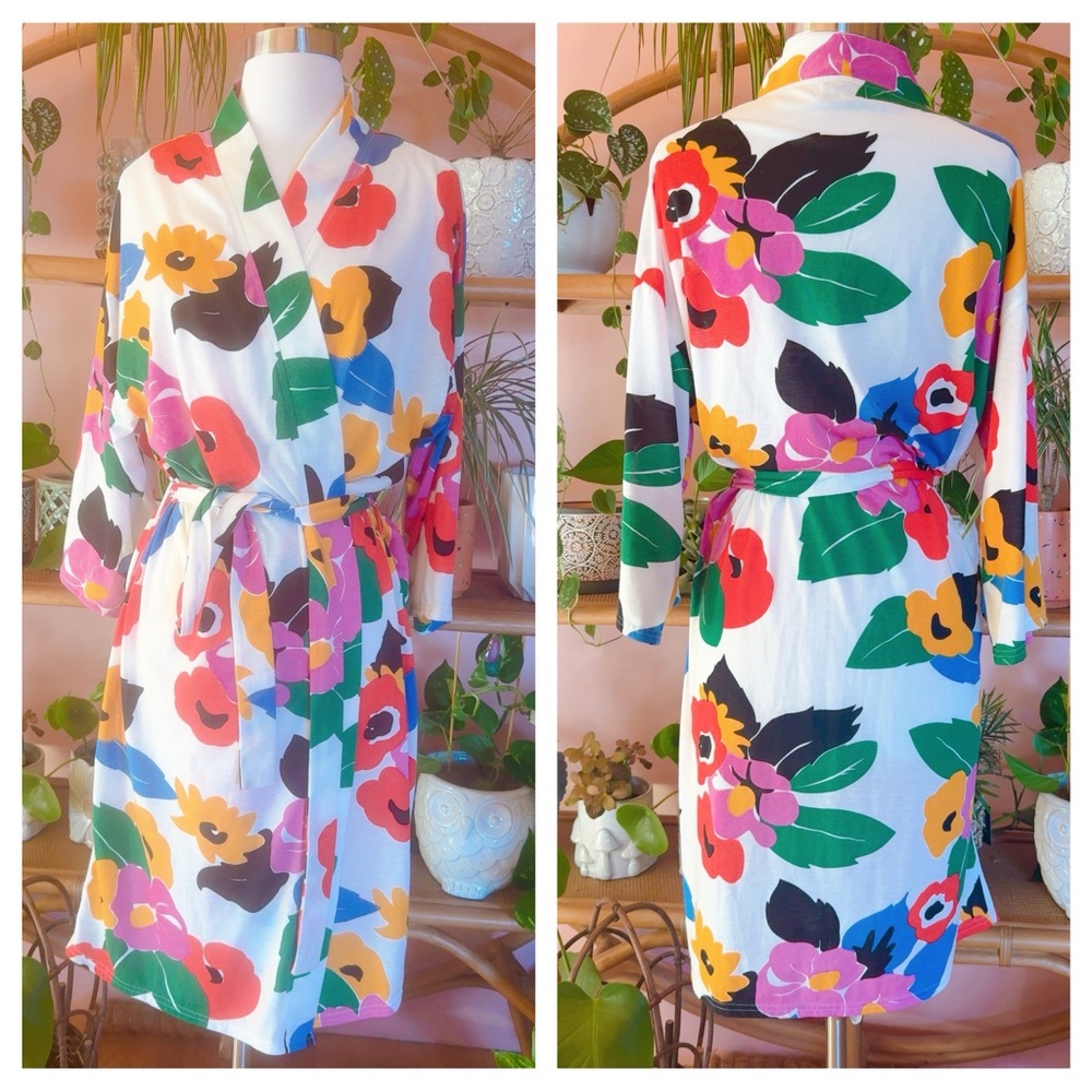 Show Me Your MuMu Standard Brie Colorful Floral Patterned Fabric Robe Tie Waist - Picture 6 of 8